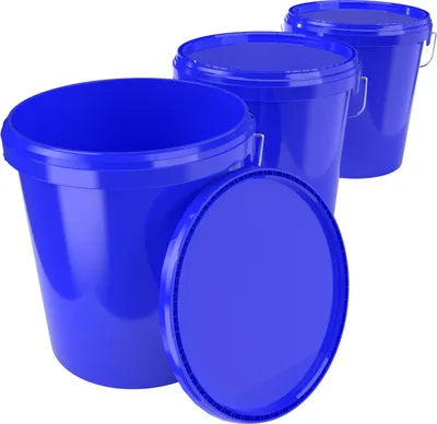 Produktbild von Eimer mit Deckel 16 L | Vorratseimer | Lebensmittelecht Blau | PP | 3 Stück