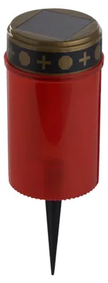 Produktbild von Kynast Solar Grablicht rot LED mit Erdspieß 7x20cm 1 Stück