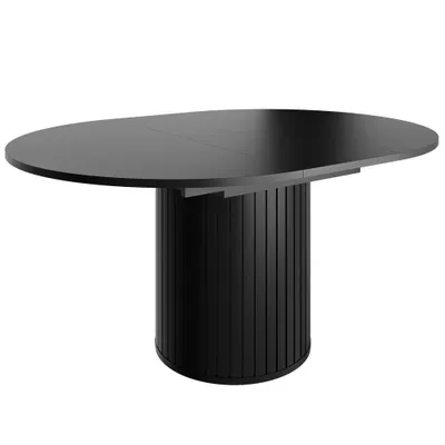 Produktbild von Runder, ausziehbarer Tisch ZANTE ZA9, 120-160 cm, geriffeltes Gestell [Schwarz]