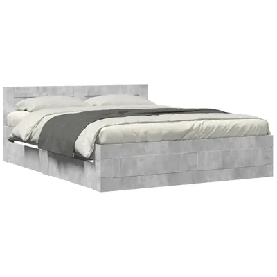 Obrázek produktu pro vidaXL Rám postele s čelem betonově šedý 160x200 cm materiál na bázi dřeva