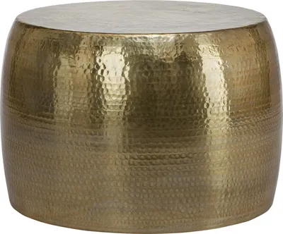 Produktbild von WOMO-DESIGN Couchtisch rund Ø 59x41cm, Gold, Zylinder, handgefertigt aus Aluminium, Hammerschlag Design, Metall Sofatisch