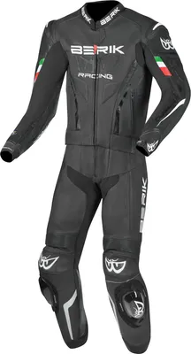 Immagine prodotto di Tuta da moto in pelle a due pezzi Berik Finthal, nero/bianco, taglia 54