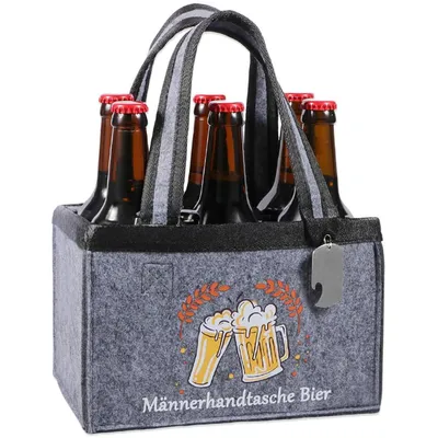 Produktbild von Handtasche Bier,für Männer Mann Frauen Freund Kollegen Flaschenträger Biertasche aus Hochwertigem Filz für 6 Bierflaschen