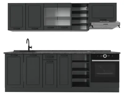 Productafbeelding van Complete keukeneenheid Vicco R-Line Antraciet landhuis/antraciet 240 cm , WB Antraciet, Model 53415