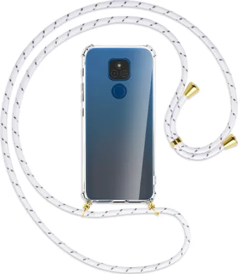 Produktbild von Handykette Backcover-Schutzhülle mit Band (Metall goldfarben) für Motorola Moto E7 Plus - Rainbow
