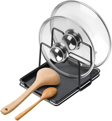 Produktbild von PolkaHome® Topfdeckelhalter 2-stufig, Deckelhalter mit Abtropfschale, Multifunktionaler Aufbewahrungsständer für Topfdeckel,