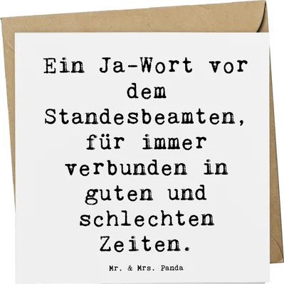Produktbild von Mr. & Mrs. Panda faltkarte Spruch Standesamtliche Trauung Versprechen - Weiß - Geschenk, Glückwunschkarte, Grußkarte, Heirat, rechtlich, Heiraten, Geschenke, guten Zeiten
