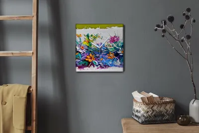 Produktbild von Coloray Hodiny Unikátní 30x30 cm  Tiché hodiny Pro obývací pokoj a kuchyň Nástěnné hodiny Plátno Bílé ručičky hodin - Malování květin