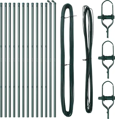 Produktbild von Möbel Zaunpfosten 13 Stück Grün Ø32 mm 170 cm Verzinkter Stahl - Zaunzubehör Neu98350