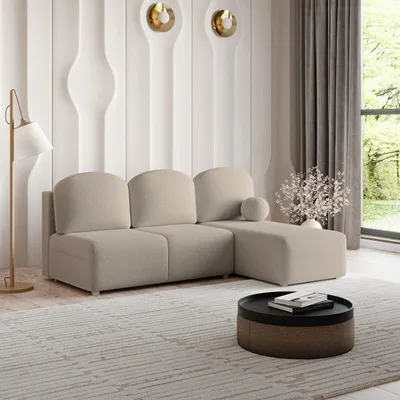 Produktbild von Masseno Ecksofa TRAMA mit Schlaffunktion L-Form, Sofa mit Bettkasten, Wohnzimmersofa, Couch, Soffa, Bettsofa, Couchgarnitur- Beige, QUELLE 05