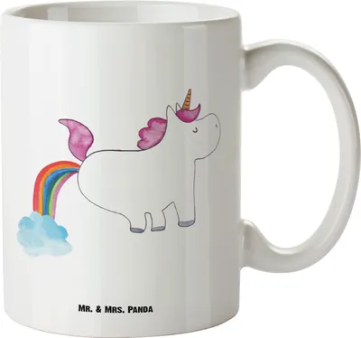 Produktbild von Mr. & Mrs. Panda Teepott Einhorn Pupsen - Weiß - Geschenk, Regenbogen, Spaß, Pott, Riesenkaffeetasse, Große Tasse, weisse, Kaffeepott, Unicorn, Deko, Haferl, Freundin