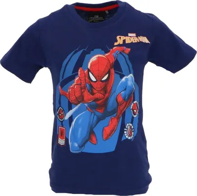Produktbild von Spiderman T-Shirt für Kinder mit Print aus Baumwolle kurzarm Größe 3 Jahre Dunkelblau