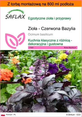 Zdjęcie produktu dla SAFLAX - Garden in the bag - Zioła - Czerwona Bazylia - 200 Nasiona - Z podłożem uprawowym w praktycznej, samorozkładającej się torbie - Ocimum basilicum