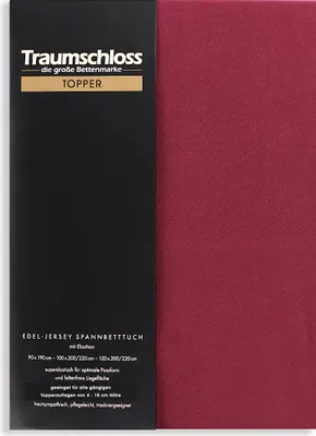 Produktbild von Traumschloss Topper Edel-Jersey Spannbettlaken 140-160 x 200-220 cm bordeaux 165g/m², 95% gekämmte Mako Baumwolle, 5% Elasthan