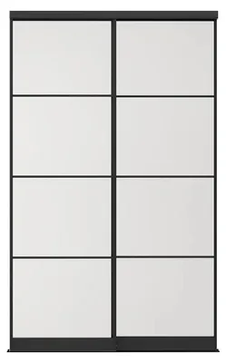 Produktbild von Schiebetüren für Kleiderschrank aus Stahl - Schwarz und mattiertes Sicherheitsglas - H250 x B130 cm - ATERMA