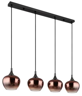 Produktbild von Hängeleuchte, 4-Flammig, Glas kupfer, schwarz, H 120 cm