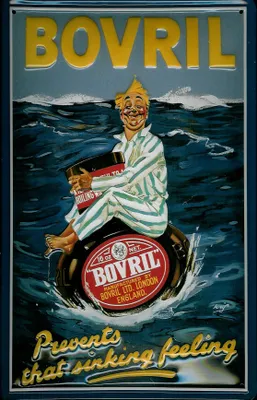 Produktbild von Blechschild Bovril Mann im Meer London Reklame Schild Nostalgieschild