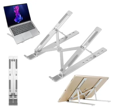 Produktbild von Cadorabo Tablet Halterung in Silberfarben Tragbar Ergonomisch Tabletständer Laptop Notebook höhenverstellbar