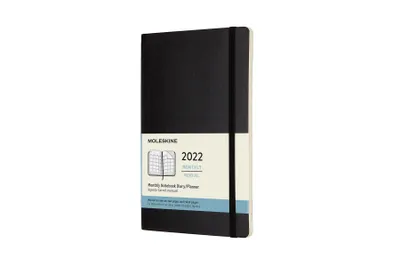 Produktbild von Moleskine 12 Monate Monats Notizkalender 2022, Large/A5, 1 Mo = 2 Seiten, linierte Seiten, Weicher Einband, Schwarz