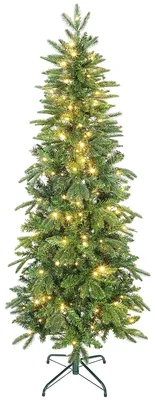 Produktbild von 180 cm hoher kš¹nstlicher Weihnachtsbaum, schlanker Baum mit 200 Lichtern, 8 Beleuchtungsmodi, 605 bewegliche Zweige, grš¹n