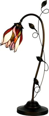 Immagine prodotto di Clayre & Eef Lampada da scrivania Banker Tiffany 34x24x72 cm Beige Brown Glass Tulips
