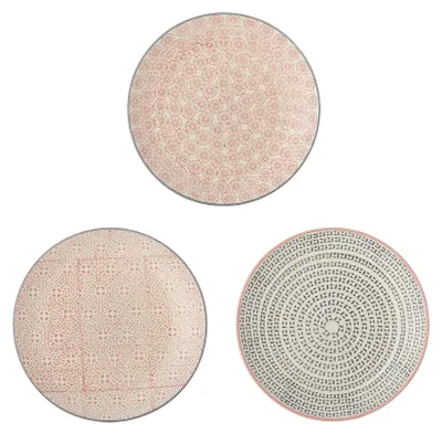 Produktbild von BLOOMINGVILLE | Cécile Teller, Bunt, Steingut | D20xH3 cm, 3 assort. | 21100412