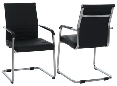 Produktbild von 2er-Set Besucherstuhl MCW-Q85, Konferenzstuhl Freischwinger, Metall Kunstleder 280 g/m²  schwarz