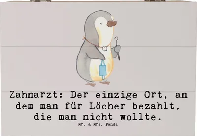 Produktbild von Mr. & Mrs. Panda Kiste Zahnarzt Lochgebühr 22 x 15 cm - Grau Pastell - Geschenk, Erinnerungsbox, mit Deckel, Berufsprodukte, zahnmedizinischer Humor, Geschenkbox, Beruf