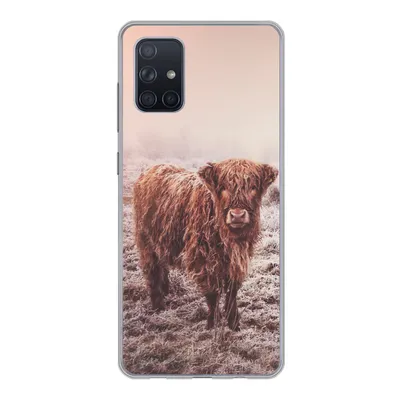Produktbild von MuchoWow® Handyhülle Schutzhülle Hülle für Samsung Galaxy A51 5G Schottische Highlander - Schnee - Sonne Silikon Softcase Handy Hülle - Abbildung