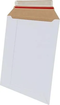 Produktbild von Kartonumschlag A4 255 x 360 mm, weiß, Welle E – zum Versand von Dokumenten