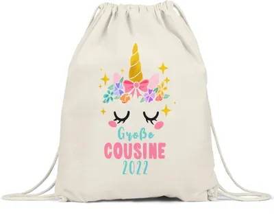 Produktbild von Große Cousine 2022 Turnbeutel Gymsack Lieblingscousine Geschenkidee Geburtstag Einhorn Beste Cousine