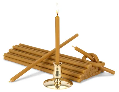 Kandelaar mit Bienenwachskerzen gelb, 18,5 cm, tropffrei