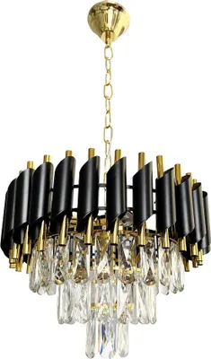 Zdjęcie produktu dla Żyrandol CRISTAL złoto-czarny-przezroczysty 5xE14x40W kryształ wym:85x38x38cm IP20 Milagro