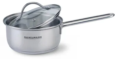 Produktbild von Fackelmann Stieltopf Lara Ø 16 cm aus hochwertigem Edelstahl, 1000 ml  Ideal für die Zubereitung von Suppen, Saucen und Beilagen, Induktionsgeeignet, Hitzebeständigkeit: +230 °C