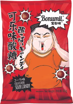 Produktbild von BONUMII Hartbonbons mit Brausefüllung, extra saure, Colageschmack 88g | Saure Bonbons Cola-Geschmack
