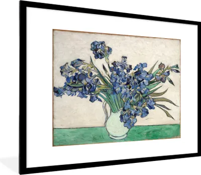 Produktbild von MuchoWow® MuchoWow® Gerahmtes Poster Stilleben mit Schwertlilien - Vincent van Gogh 80x60 cm - Poster mit zchwarzem Bilderrahmen - Schlafzimmer-Dekorationen - Fotoposter