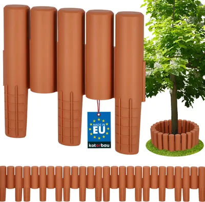 Produktbild von KOTARBAU® Rasenkante Gartendeko Gartenzaun 2,7 m Stabile & Flexible Beeteinfassung Palisadenzaun Kunststoffzaun Terrakotta