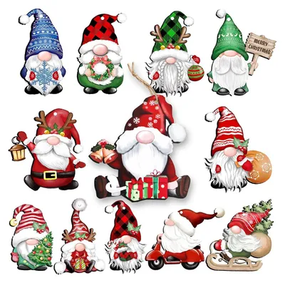 Holz-Weihnachtsbaumschmuck, 24 St., Weihnachtsmann, Schneemann, Elch