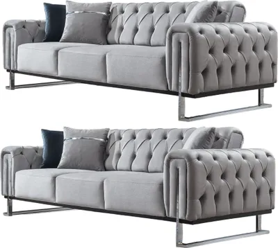 Produktbild von Villa Möbel Sofa Set Nova Hellgrau Stellvariante:3+3 Relax- und Bettfunktion, pflegeleichter Mikrofaser Samtstoff