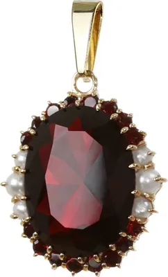 Produktbild von Solitär Granat Perle Kettenanhänger Goldschmiedearbeit 14 Karat 585 Gold 3224