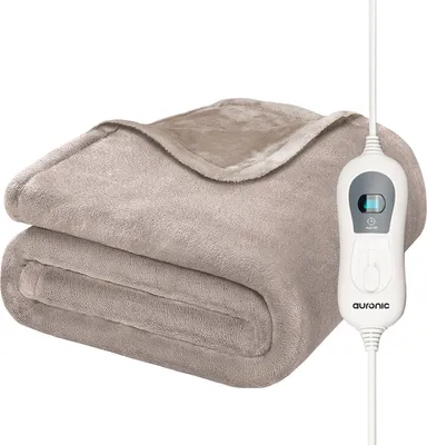 Produktbild von Auronic Elektrische Heizdecke - 200 x 180 cm - 2 Personen Wärmedecke - 3 Wärmestufen mit Timer - Kuscheldecke - Flanell - Taupe