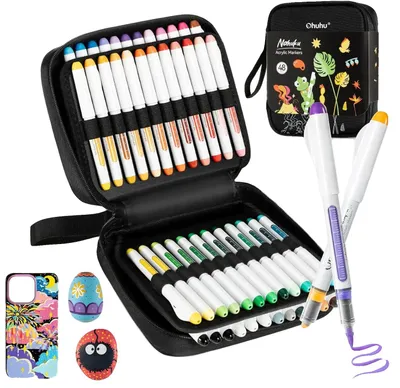 Produktbild von Acrylmarker, lebendige Farben, flexibler Pinselspitze, 48 Farben
