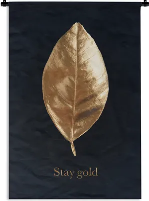 Produktbild von MuchoWow® Wandteppich Wandbehang Zitat - Gold - Luxus 90x135 cm Tapisserie Dekoration Wandtuch - Baumwolle - Wandskulptur
