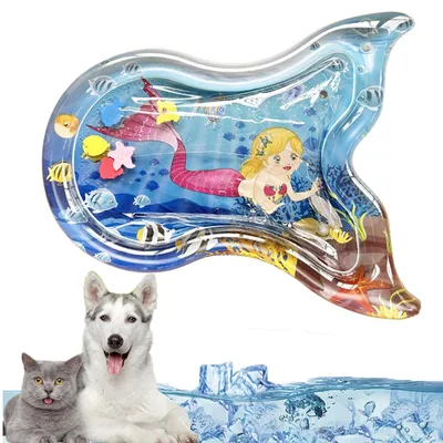 Produktbild von Baby Wassermatte Sensorische Wasser Spielmatte für Katzen,Sommer Wasserspielmatte,Interaktives Katzenspielzeug,Wassermatte für Katzen,Hunde (Meerjungfrau)