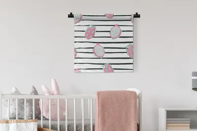 Produktbild von MuchoWow® Wandteppich Wandbehang Sommer - Obst - Streifen 60x60 cm Tapisserie Dekoration Wandtuch - Dekorationen - Wand Decke