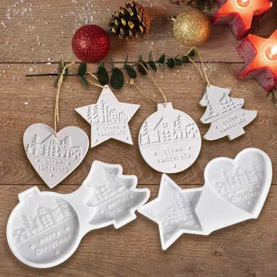 Productafbeelding van Siliconenmaten voor het gieten van kerstdecoraties (4 stuks)