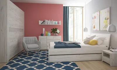 Produktbild von Schlafzimmer Set 8-teilig AMANTEA-129 mit Bett 160x200cm in weiß Eiche