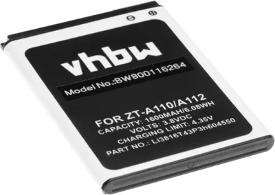 Produktbild von vhbw Akku Ersatz für ZTE Li3816T43P3h604550, Li3715T42P3h604550 für Handy Smartphone Telefon (1600 mAh, 3,8 V, Li-Ion)