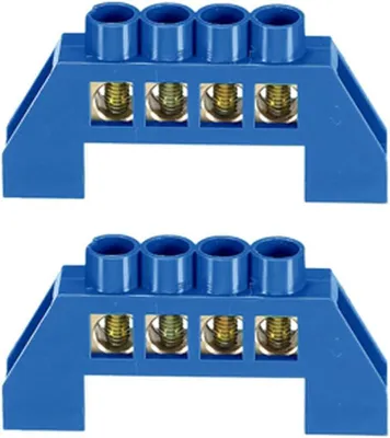 Productafbeelding van Aansluitblok 4 posities - Distributieblok Schroefklem - Elektrische distributie - Koperen draad - 4 Posities - Blauw