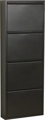 Produktbild von Pisa Schuhschrank mit 4 Klappen/ Türen in Metall schwarz.Fertig montiert.